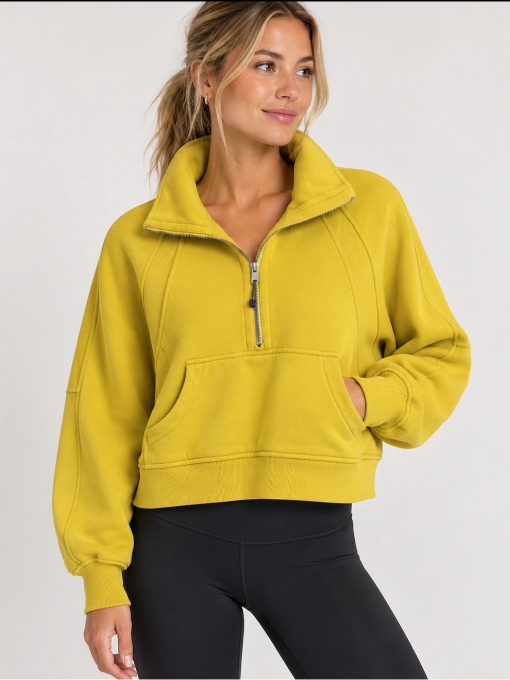Lululemon Scuba Oversized Funnel-Neck Half Zip — Soleil Yellow — XS/S